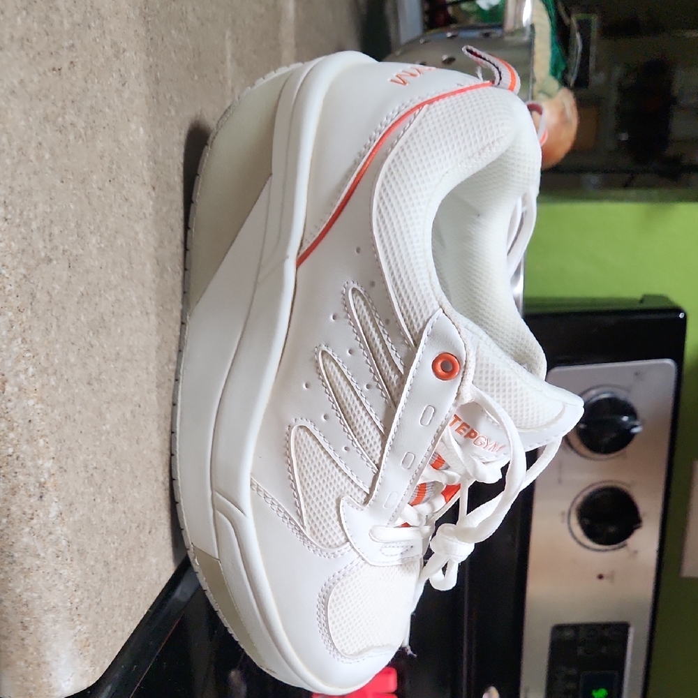 Women's White and Orange Sneakers